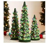 Retro Hand-Painted Tabletop Christmas Trees, Ceramic Christmas Trees That Light Up, Table Top Decorations with Lights, Perfect for Tabletop Home Festive Ornament 2025 New (5.9 inch)