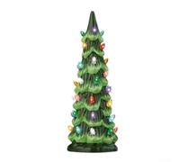 Retro Hand Painted Tabletop Christmas Trees Featuring LED Illumination And Timer, Perfect For Seasonal Home Decor Accents(15cm)