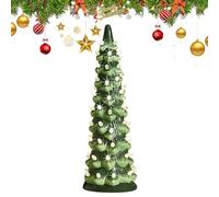 Retro Hand-Painted Tabletop Christmas Trees, Vintage Lighted Christmas Tree with Multicolor Bulbs, Pre-Lit Resin Holiday Decor with Multicolor Bulbs for Festive Ornament-Warm light-30CM