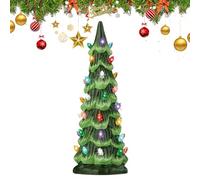 Retro Hand-Painted Tabletop Christmas Trees, Vintage Lighted Christmas Tree with Multicolor Bulbs, Pre-Lit Resin Holiday Decor with Multicolor Bulbs for Festive Ornament-Colorful light-20CM