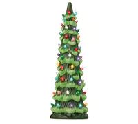 Retro Hand-Painted Tabletop Christmas Trees, Vintage Lighted Christmas Tree with Multicolor Bulbs,Resin Christmas Trees That Light Up for Festive Ornament (Colorful light-30CM)