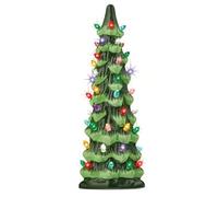 Retro Hand-Painted Tabletop Christmas Trees, Vintage Lighted Christmas Tree with Multicolor Bulbs,Resin Christmas Trees That Light Up for Festive Ornament (Colorful light-25CM)