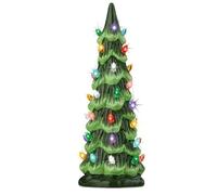 Retro Hand-Painted Tabletop Christmas Trees, Vintage Lighted Christmas Tree with Multicolor Bulbs,Resin Christmas Trees That Light Up for Festive Ornament (Colorful light-20CM)