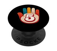 Retro Hand Showing Five Number 5 PopSockets Adhesive PopGrip