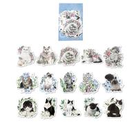 Retro Handbook Decals 30pcs Vintage Pattern Stickers with Scrapbook DIY (Cat and Flower)