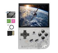 Retro Handheld Game Console with Linux System, 3.5 Inch IPS Screen, Built-in 64GB TF Card and 5500+ Classic Games, HD TV Output Support, 2600mAh Battery, Transparent white