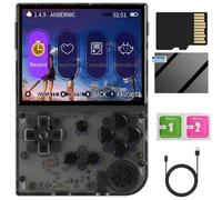 Retro Handheld Game Console with Linux System, 3.5 Inch IPS Screen, Built-in 64GB TF Card and 5500+ Classic Games, HD TV Output Support, 2600mAh Battery, Transparent black