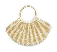 Retro Handwoven Beaded Shell Purse in ABS Polyester Elegant Evening Bag Lightweight Handbag for Fashionable Ladies French Styles Purse