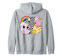 Retro Happy Face Duck Rainbow Heart Lightning Bolt Aesthetic Zip Hoodie