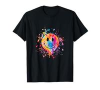 Retro Happy Face Rainbow Tie Dye Splatter 70s Peace Smile T-Shirt