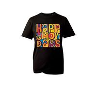 Retro Happy Mondays Style T-Shirt - Colorful Psychedelic Letter Print Tee - 90s Vibes Graphic Shirt - Bold Festival Party Top (Black, M)