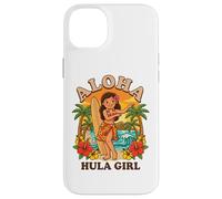 Retro Hawaii Hula Girl Aloha Surfboard Tropical Beach Sunset Case for iPhone 14 Plus