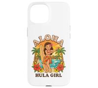 Retro Hawaii Hula Girl Aloha Surfboard Tropical Beach Sunset Case for iPhone 15