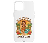 Retro Hawaii Hula Girl Aloha Surfboard Tropical Beach Sunset Case for iPhone 15 Plus