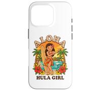 Retro Hawaii Hula Girl Aloha Surfboard Tropical Beach Sunset Case for iPhone 16 Pro