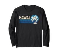 Retro Hawaii Palm Tree Sunset Stripe Island Vacation Long Sleeve T-Shirt