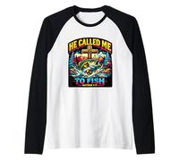 Retro He Called Me to Fish Jesus Christian Church Bible Men Raglan Baseball Tee