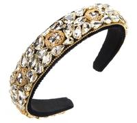 Retro Headband Women'S Glass Diamond Super Flash Temperament Full Diamond Hair Accessory Headband Woman, White