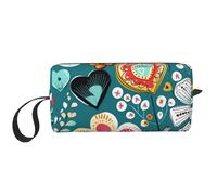 Retro Heart Flower Makeup Bag Water Resistant Travel Toiletry Organizer for Women Men Colorful Cosmetic Storage Pouch with Zipper Portable Small Tool Bag