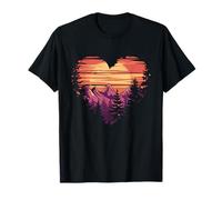 Retro Heart Wildlife Trees Outdoors Nature Forest Vintage T-Shirt
