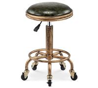Retro Heavy Duty Rolling Stool Chair with Wheels Adjustable Swivel Seat for Kitchen Lab Office age Barber Shop Green Drafting Stool
