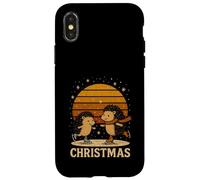 Retro Hedgehog Ice Skating Christmas Winter Holiday Case for iPhone X/XS