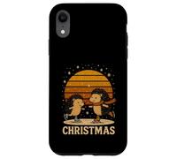 Retro Hedgehog Ice Skating Christmas Winter Holiday Case for iPhone XR