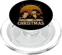 Retro Hedgehog Ice Skating Christmas Winter Holiday PopSockets PopGrip for MagSafe