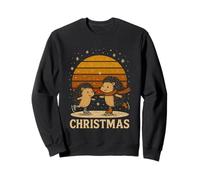 Retro Hedgehog Ice Skating Christmas Winter Holiday Sweatshirt