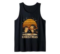Retro Hedgehog Ice Skating Christmas Winter Holiday Tank Top