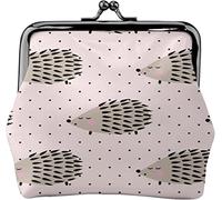 Retro Hedgehog Pattern Buckle Leather Coin Purses Vintage Pouch Kiss Lock Change PurseWallets for Women Girls