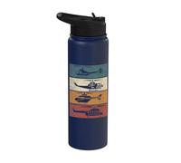 Retro Helicopter Pilot Vintage Aviation Stainless Steel Insulated Water Bottle