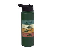 Retro Helicopter Pilot Vintage Aviation Stainless Steel Insulated Water Bottle