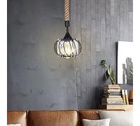 Retro Hemp Rope Chandelier Industrial Drop Ceiling Light, Crystal Pendant Light Black Metal Hanging Lamp, Rustic Kitchen Island Lighting Fixtures for Dining Room Change for The Better