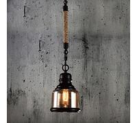 Retro Hemp Rope Chandelier - Industrial Pendent Lamp Brown Glass Pendant Light Restaurant Cafe Single Head Ceiling Pendent Lamp E27 Indoor Hanging Light Ceiling Chandelier,Hanging Light(B)