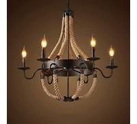 Retro Hemp Rope Pendant Light Industrial Vintage Dining Table Chandelier Rustic Ceiling Light Kitchen Living Room E14 Hanging Lamp