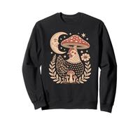 Retro Hen Resting Under A Magical Cottagecore Toadstool Sweatshirt