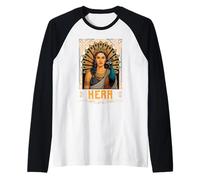 Retro Hera Peacock Ancient Greece Goddess Greek Myth Raglan Baseball Tee