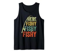 Retro Here Fishy Bass Fishing Funny Fisherman Grandpa Dads Tank Top