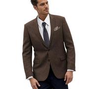Retro Herringbone Mens Suit Jackets Tweed Slim Fit Sport Coats Prom Business Blazer Casual Men Tux Jacket Wedding Blazers, Dark Brown, 3XL