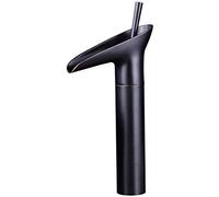 Retro High Black Waterfall Bathroom Tap Nostalgia Basin Mixer Tap Single Lever Countertop Basin Mixer Tap for Bathroom High Spout Brass Oil Rubbed Bronze Brushed