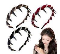 Retro High Skull Pearl Headband, 3 Pack Elegant High Cranium Headband, Vintage Highs Cranium Artificial Pearl Hairband, Wide Teeth Non Slip Pearls Headbands Braideds Hair Bands, for Women & Girls