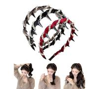 Retro High Skull Pearl Headband, High Cranium Hair Bands with Teeth, Velvet Head Accessory with Artificial pearl or Crystal (Pearl style)