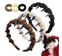 Retro High Skull Pearl Headband, Vintage High Cranium Artificial Pearl Hairband, 1 Second Fluffy High Cranial Effect, Serrated Anti-Slip Teeth for Elegant Daily Wear (Silk, One size)