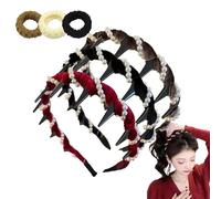 Retro High Skull Pearl Headband, Vintage High Cranium Artificial Pearl Hairband, 1 Second Fluffy High Cranial Effect, Serrated Anti-Slip Teeth for Elegant Daily Wear (Pear, One size)