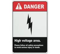 Retro High Voltage Electrified Forbidden Zone Danger Sign, Rustproof Aluminum Wall Decor, Factory Facility Indoor Restricted Area Safety Notice, 8x12 Inch