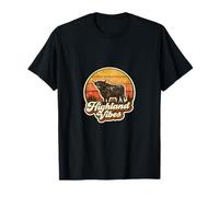 Retro Highland Cow Vintage Sunset Western Style T-Shirt