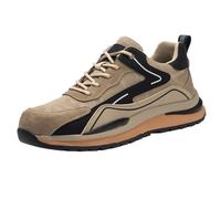 Retro Hiking Sneakers for Men's Comfortable Breathable Summer Wide Platform Shoes Active Court Travel Camp Sneaker Climbing Running Waterproof Resistant Shoe (Khaki, 7.5)