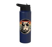 Retro Hippopotamus with Sunglasses Vintage Cool Animal Stainless Steel Insulated Water Bottle