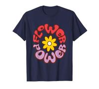 Retro Hippy 60s 70s Peace Love Gifts Flower Power T-Shirt - Adult Unisex Classic Fit Long Sleeve White Floral T-Shirt - Small